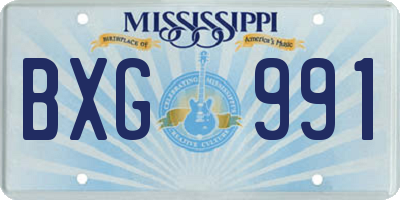 MS license plate BXG991