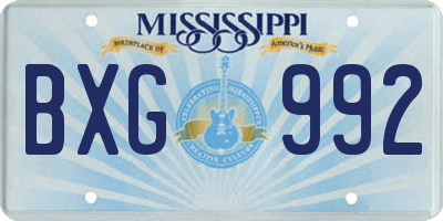 MS license plate BXG992