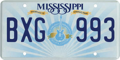 MS license plate BXG993