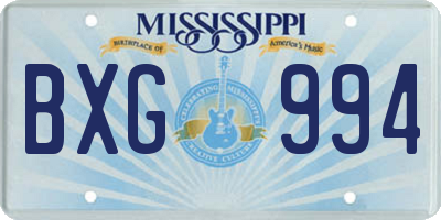 MS license plate BXG994