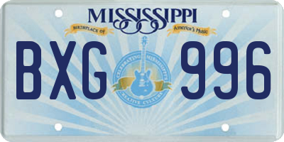 MS license plate BXG996