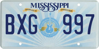 MS license plate BXG997