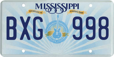 MS license plate BXG998