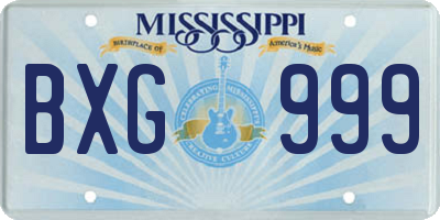 MS license plate BXG999