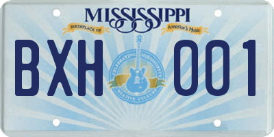 MS license plate BXH001