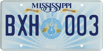 MS license plate BXH003