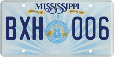 MS license plate BXH006