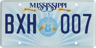 MS license plate BXH007