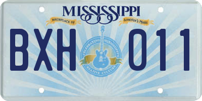 MS license plate BXH011