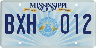 MS license plate BXH012