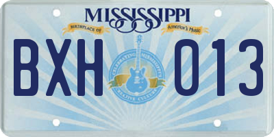 MS license plate BXH013