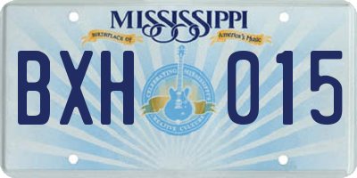 MS license plate BXH015
