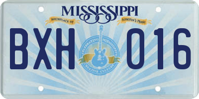 MS license plate BXH016
