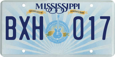 MS license plate BXH017