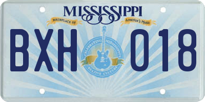 MS license plate BXH018