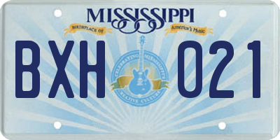 MS license plate BXH021