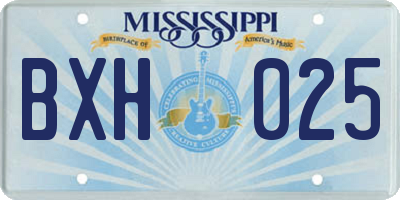 MS license plate BXH025