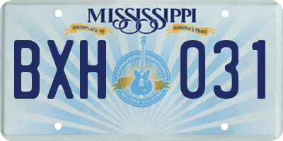 MS license plate BXH031