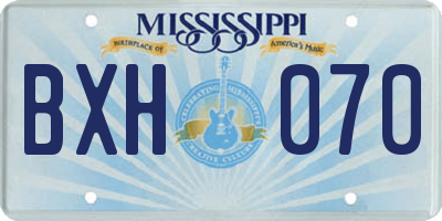 MS license plate BXH070