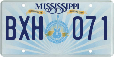 MS license plate BXH071