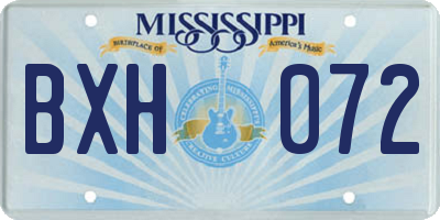 MS license plate BXH072