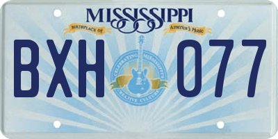MS license plate BXH077