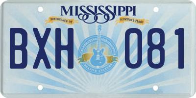 MS license plate BXH081