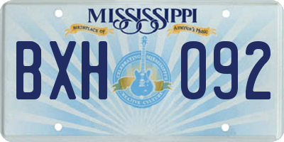MS license plate BXH092
