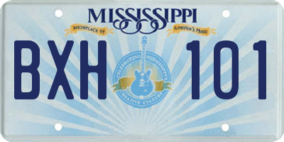 MS license plate BXH101