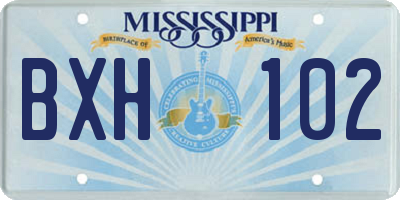 MS license plate BXH102