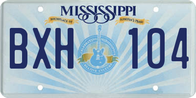MS license plate BXH104