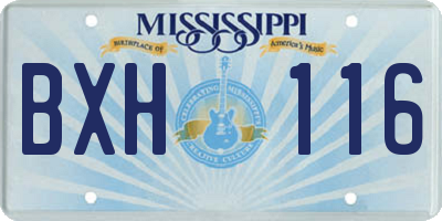 MS license plate BXH116