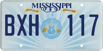 MS license plate BXH117
