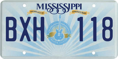 MS license plate BXH118