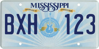 MS license plate BXH123