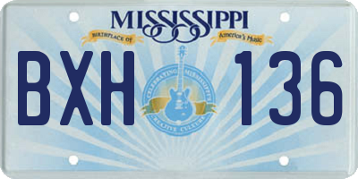 MS license plate BXH136
