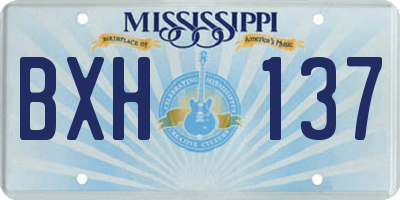 MS license plate BXH137