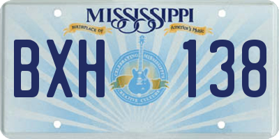 MS license plate BXH138