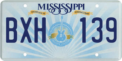 MS license plate BXH139