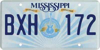 MS license plate BXH172