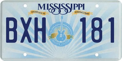 MS license plate BXH181