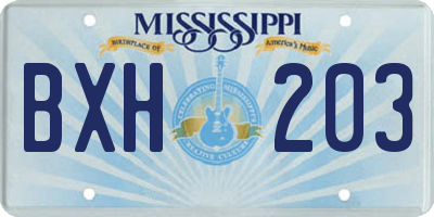 MS license plate BXH203