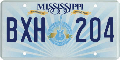 MS license plate BXH204