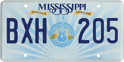 MS license plate BXH205