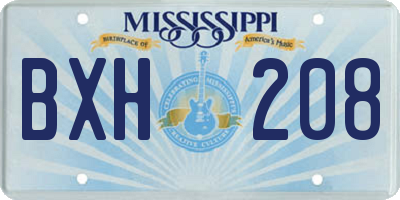 MS license plate BXH208