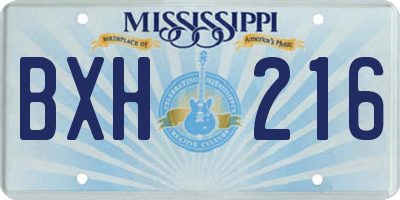 MS license plate BXH216