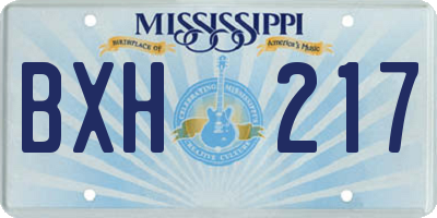 MS license plate BXH217
