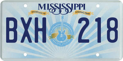 MS license plate BXH218