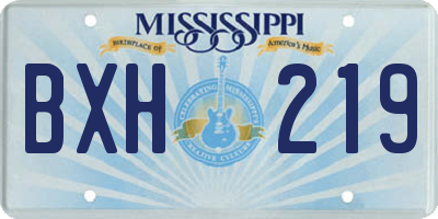 MS license plate BXH219