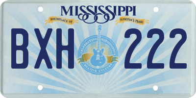MS license plate BXH222